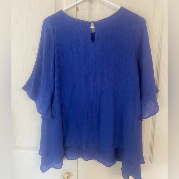 Red Coral Beautiful Royal Blue Layered Blouse Size L - Picture 2 of 6
